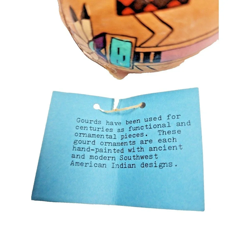 Vintage Carrol‎ Beserra Hopi Hand Painted Kokopelli Gourd Egg Ornament